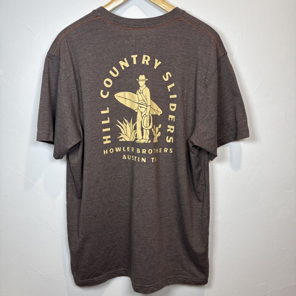 Howler Bros. Hill Country Sliders Brown TShirt Size Large - Picture 8 of 11